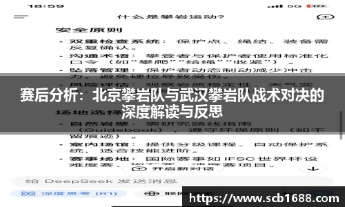 赛后分析：北京攀岩队与武汉攀岩队战术对决的深度解读与反思